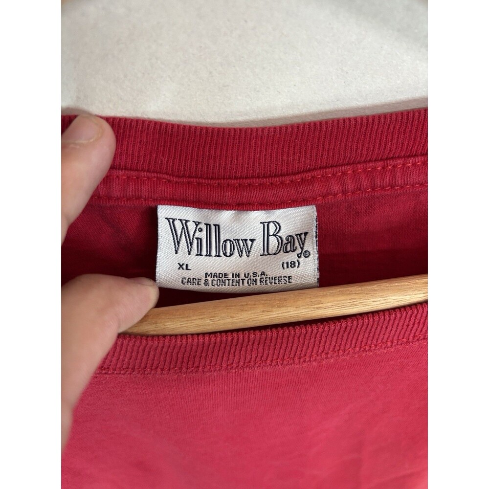WILLOW BAY Red Short Sleeve T/Neck P/Over Womens Top T-Shirt Size XL 18 - Picture 2 of 3